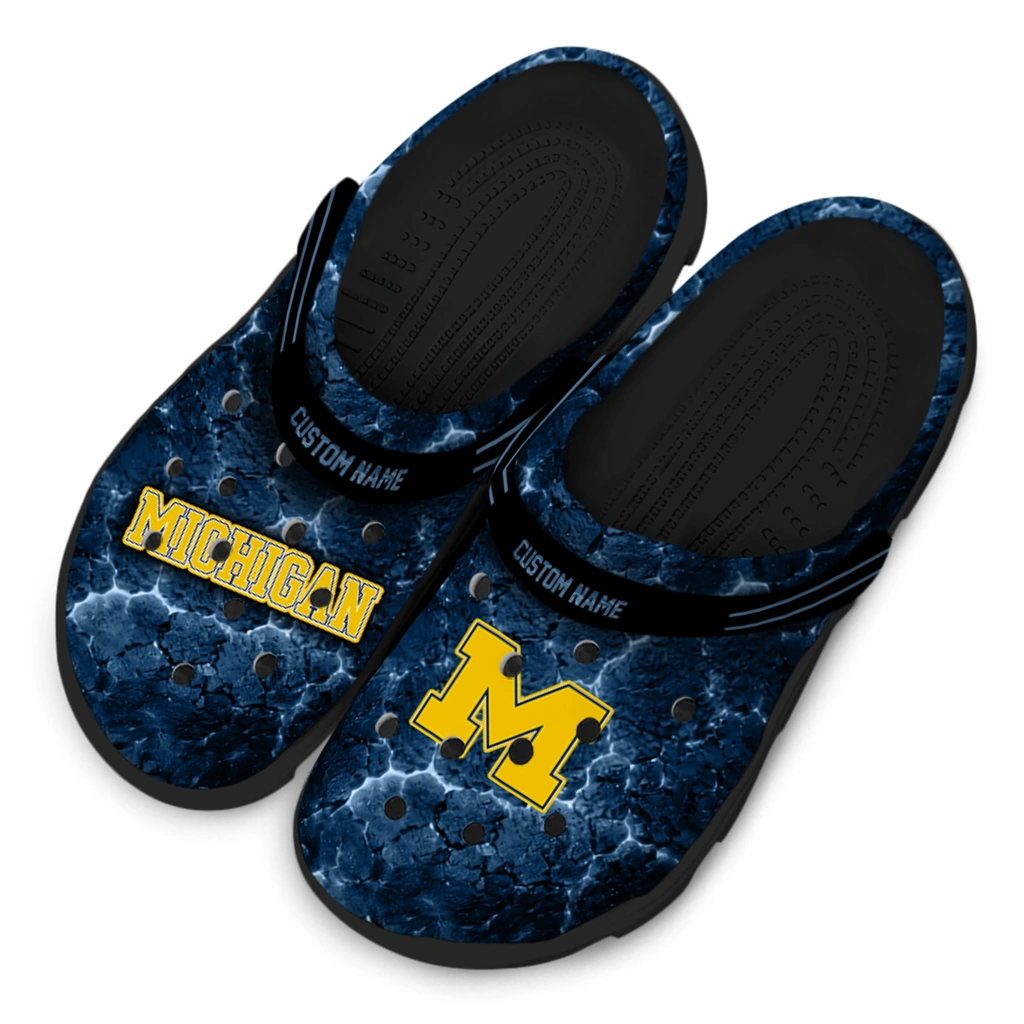 michigan-wolverines-clog-custom-cracked-energy-blue-black-latest-model.webp
