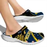 michigan-wolverines-clog-customized-checkered-streaks-blue-black-best-selling.webp