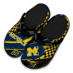 Michigan Wolverines Clogs – Customized Checkered Streaks Blue Black 1