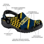 Michigan Wolverines Clogs – Customized Checkered Streaks Blue Black 1