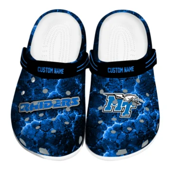 Middle Tennessee Blue Raiders Clogs - Custom Cracked Energy Blue Black