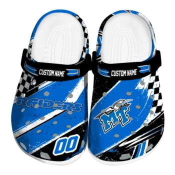 Middle Tennessee Blue Raiders Clogs - Customized Checkered Streaks Blue Black
