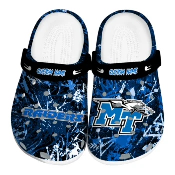 Middle Tennessee Blue Raiders Clogs - Customized Graffiti Burst Blue Black