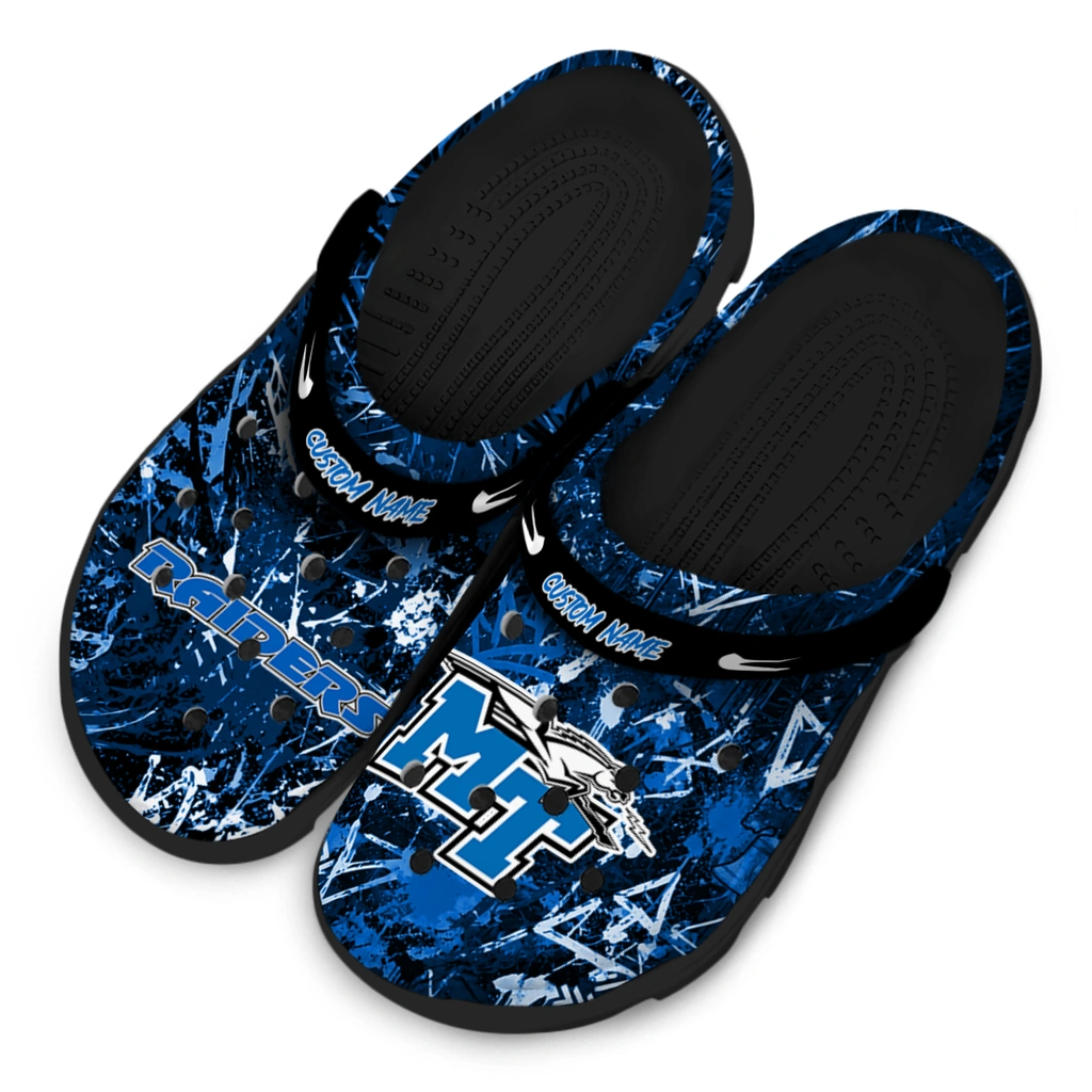 middle-tennessee-blue-raiders-clog-customized-graffiti-burst-blue-black-latest-model.webp