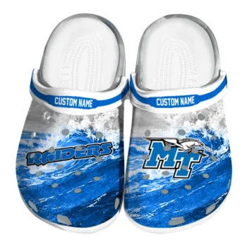 Middle Tennessee Blue Raiders Clogs - Customized Wave Swirl Blue White