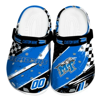 Middle Tennessee Blue Raiders Clogs - Personalized Circuit Geometry Blue Black