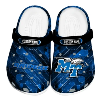 Middle Tennessee Blue Raiders Clogs - Personalized Circuit Geometry Blue Black