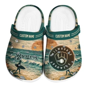 Milwaukee Brewers Clogs - Custom Wave Scene Fir Green