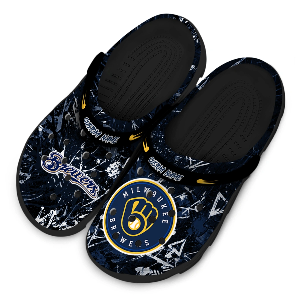 milwaukee-brewers-clog-customized-graffiti-burst-navy-blue-black-latest-model.webp
