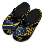 Milwaukee Brewers Clogs – Customized Checkered Streaks Navy Blue Black 1