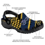 Milwaukee Brewers Clogs – Customized Checkered Streaks Navy Blue Black 1