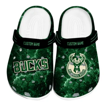 Milwaukee Bucks Clogs - Custom Cracked Energy Green Black