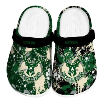 Milwaukee Bucks Clogs - Custom Splatter Splash Green Black
