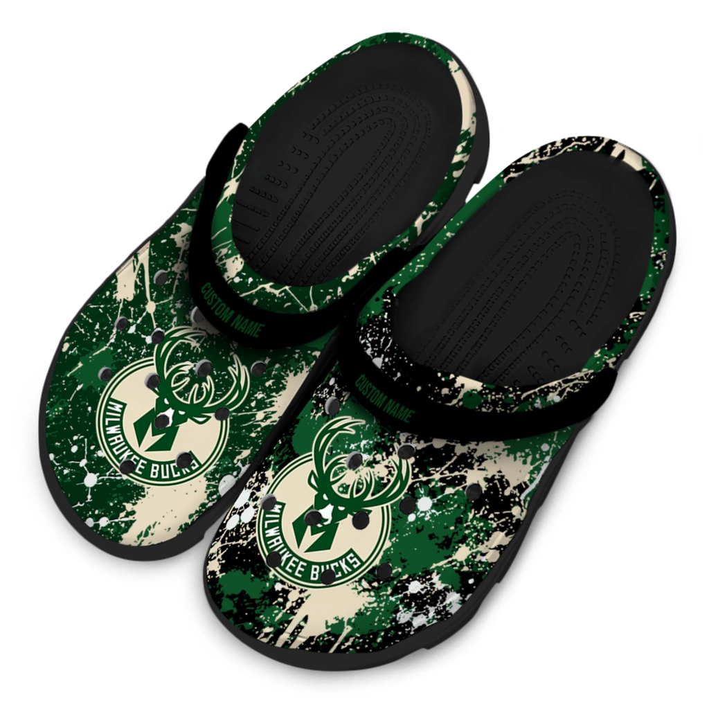 milwaukee-bucks-clog-custom-splatter-splash-green-black-latest-model.webp