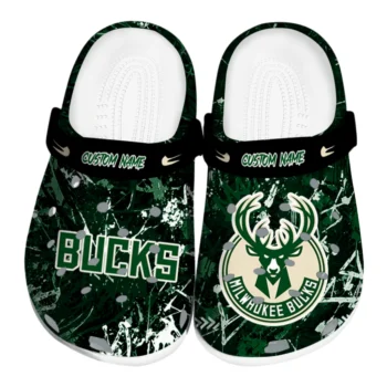 Milwaukee Bucks Clogs - Customized Graffiti Burst Green Black