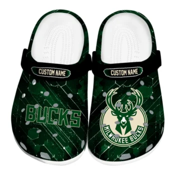 Milwaukee Bucks Clogs - Personalized Circuit Geometry Green Black