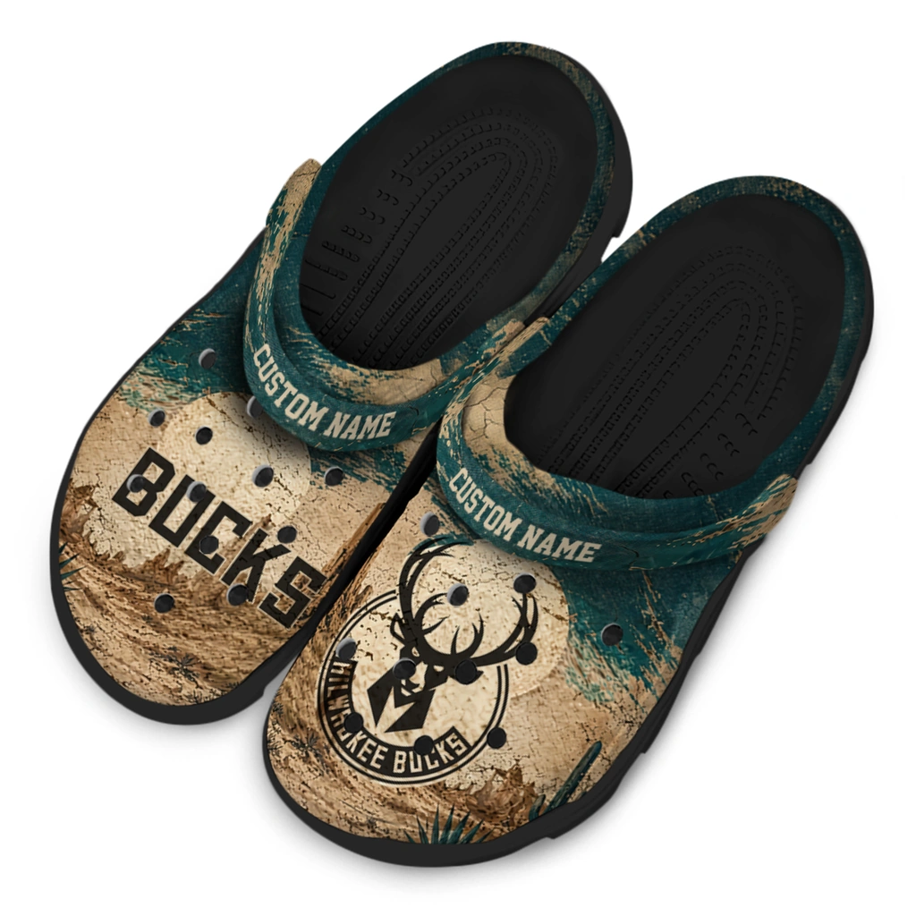 milwaukee-bucks-clog-personalized-cracked-landscape-fir-green-beige-latest-model.webp