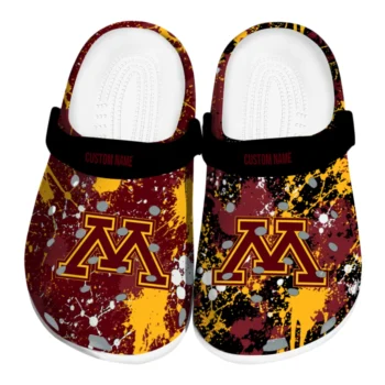 Minnesota Golden Gophers Clogs - Customized Splatter Splash Maroon Black