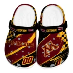 minnesota-golden-gophers-clog-personalized-checkered-streaks-maroon-black-best-selling.webp