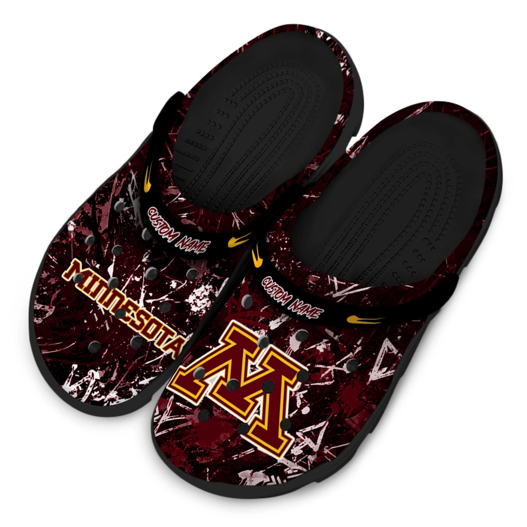 minnesota-golden-gophers-clog-personalized-graffiti-burst-maroon-black-latest-model.webp