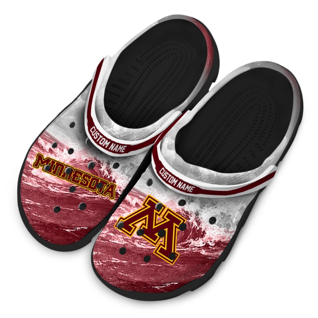 minnesota-golden-gophers-clog-personalized-wave-swirl-maroon-white-latest-model.webp