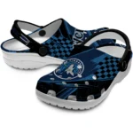Minnesota Timberwolves Clogs – Personalized Checkered Streaks Midnight Blue Black 1