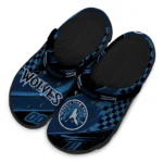 Minnesota Timberwolves Clogs – Personalized Checkered Streaks Midnight Blue Black 1