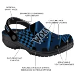 Minnesota Timberwolves Clogs – Personalized Checkered Streaks Midnight Blue Black 1