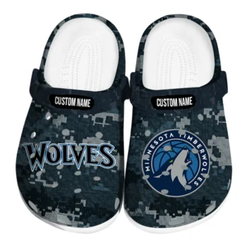Minnesota Timberwolves Clogs - Custom Digital Camo Midnight Blue