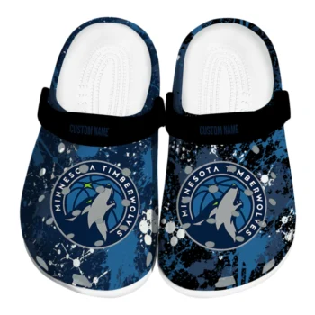 Minnesota Timberwolves Clogs - Customized Splatter Splash Midnight Blue Black