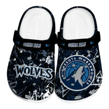 Minnesota Timberwolves Clogs - Personalized Graffiti Burst Midnight Blue Black