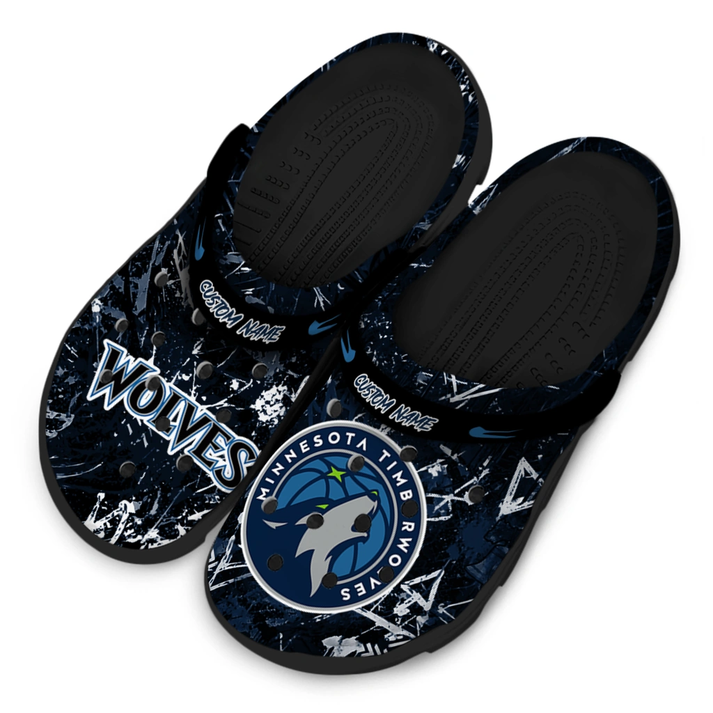 minnesota-timberwolves-clog-personalized-graffiti-burst-midnight-blue-black-latest-model.webp