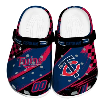 Minnesota Twins Clogs - Personalized Checkered Streaks Navy Black
