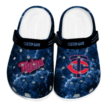 Minnesota Twins Clogs - Customized Cracked Energy Navy Black