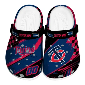 Minnesota Twins Clogs - Personalized Checkered Streaks Navy Black