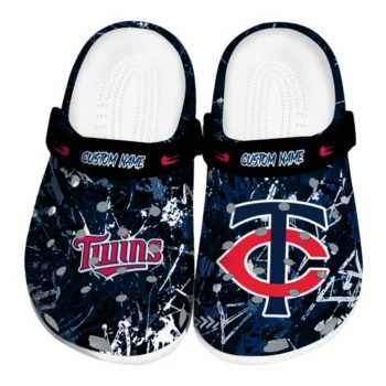 Minnesota Twins Clogs - Personalized Graffiti Burst Navy Black