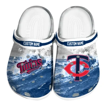 Minnesota Twins Clogs - Personalized Wave Swirl Navy White