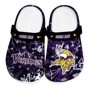 Minnesota Vikings Clogs - Custom Graffiti Burst Purple Black
