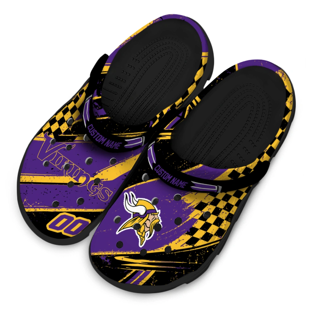 Minnesota Vikings Clogs - Customized Circuit Geometry Purple Black 4
