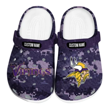 Minnesota Vikings Clogs - Customized Digital Camo Purple