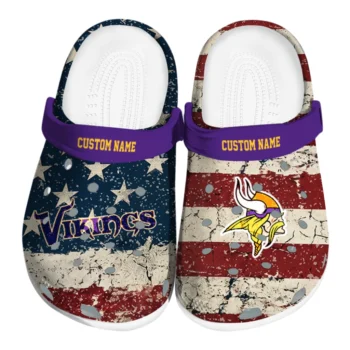 Minnesota Vikings Clogs - Customized Distressed Stripes Purple Red Blue