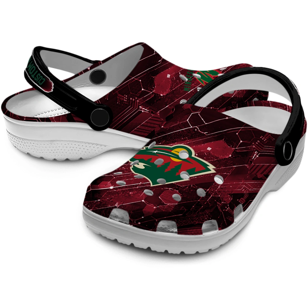minnesota-wild-clog-custom-circuit-geometry-red-black-high-quality.webp