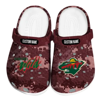 Minnesota Wild Clogs - Custom Digital Camo Red