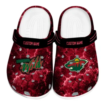 Minnesota Wild Clogs - Customized Cracked Energy Red Black