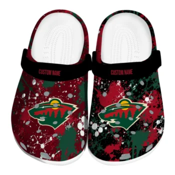 Minnesota Wild Clogs - Customized Splatter Splash Red Black