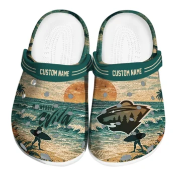 Minnesota Wild Clogs - Customized Wave Scene Fir Green