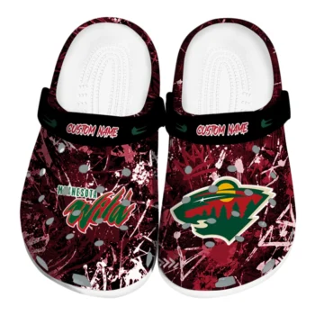 Minnesota Wild Clogs - Personalized Graffiti Burst Red Black