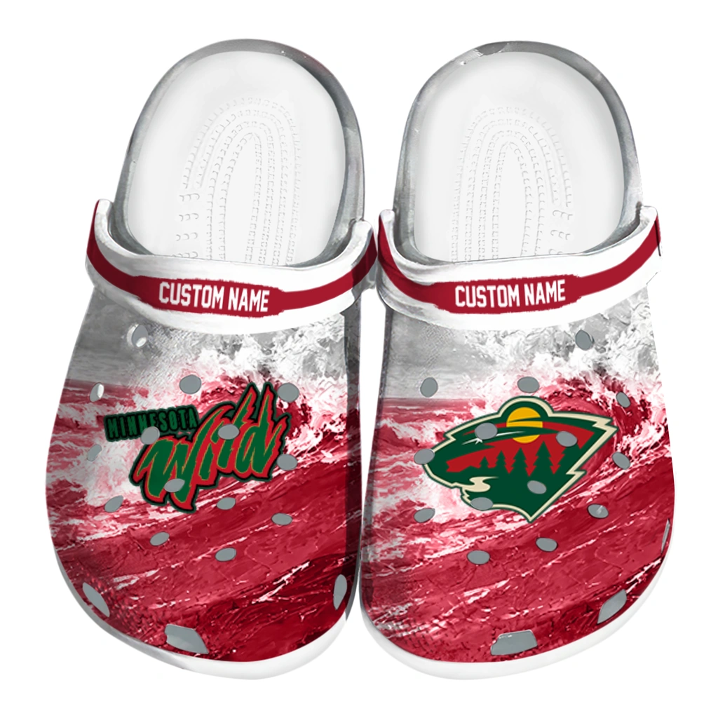 minnesota-wild-clog-personalized-wave-swirl-red-white-best-selling.webp minnesota wild clog personalized wave swirl red white best selling