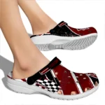 Mississippi State Bulldogs Clogs – Personalized Checkered Streaks Maroon Black 1