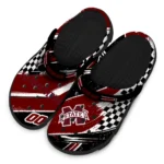 Mississippi State Bulldogs Clogs – Personalized Checkered Streaks Maroon Black 1